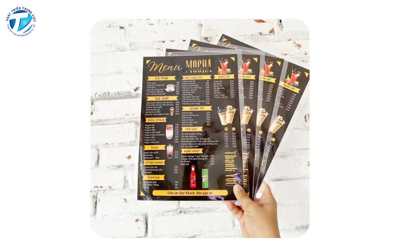 In và bảo quản menu nhà hàng, quán café